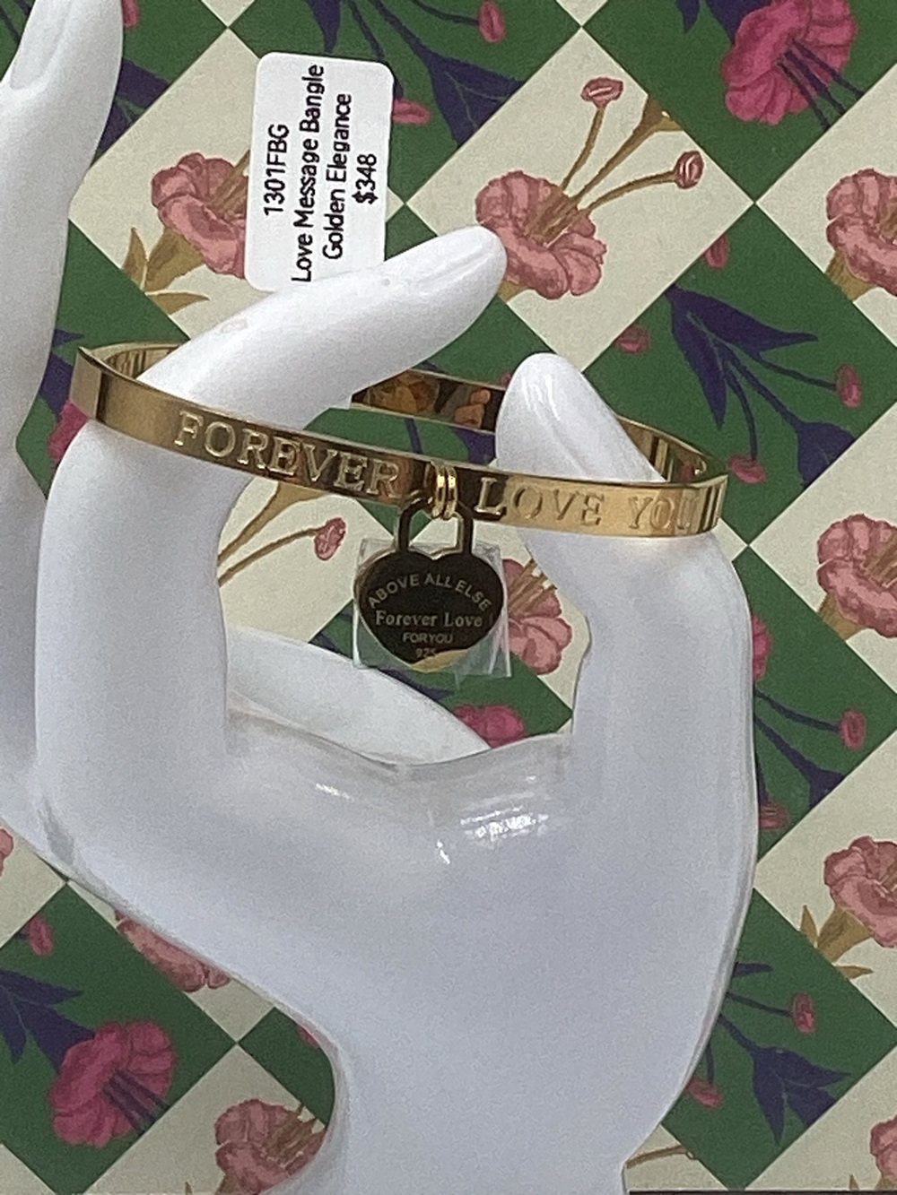 NWT Forever Love Gold-Tone Bangle Bracelet with Heart Charm